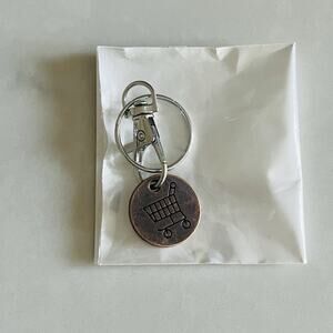 Shopping Cart Round Keychain copper with silver tone clasp or hook NEW, shoppers